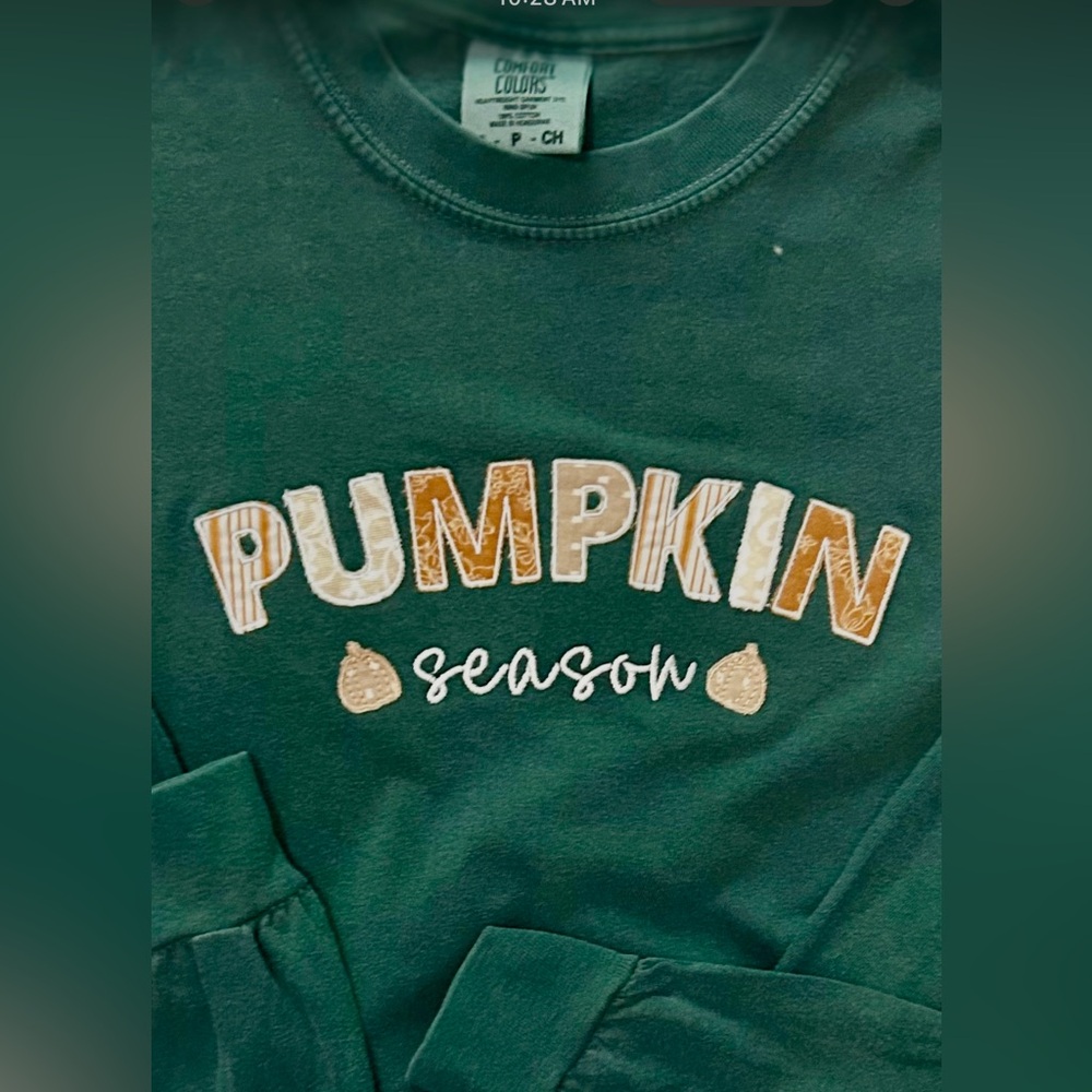 Comfort colors long sleeve embroidered tee dark green - Picture 2 of 4